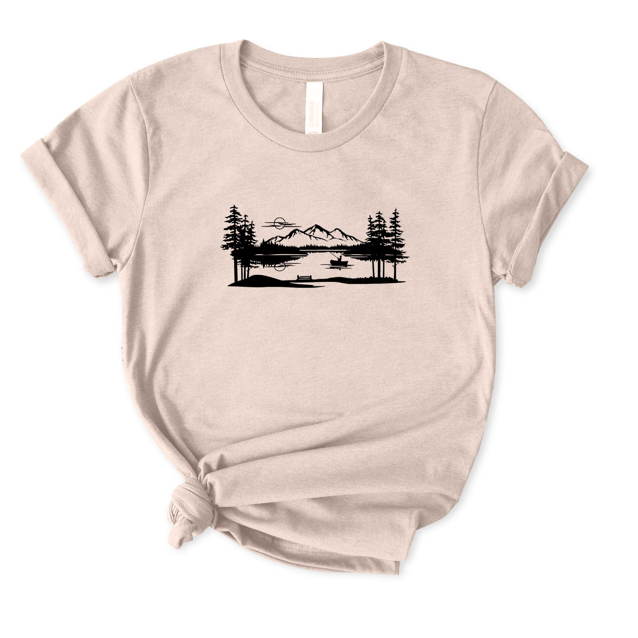 Fishing Lake Scene T-Shirt for women
