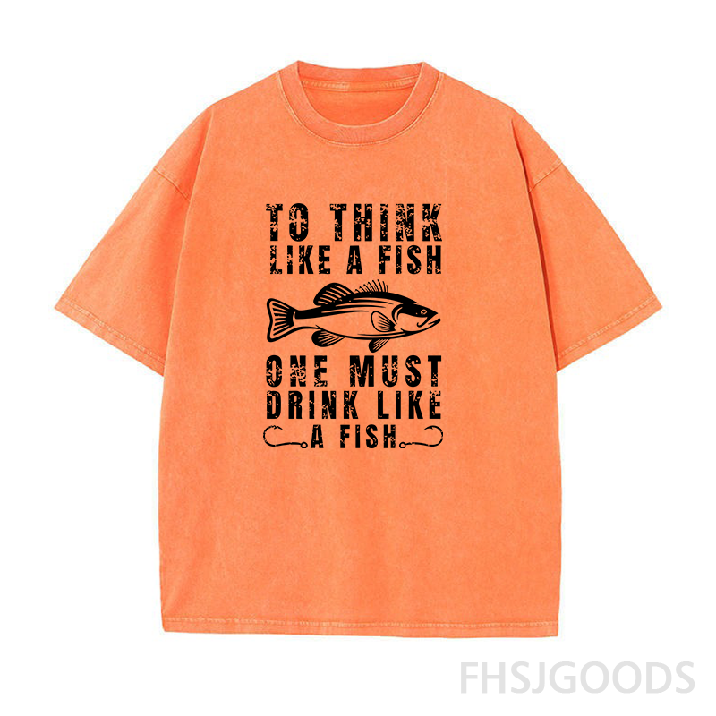 To Think Like A Fish One Must Drink Like A Fish Unisex Distressed T-Shirt