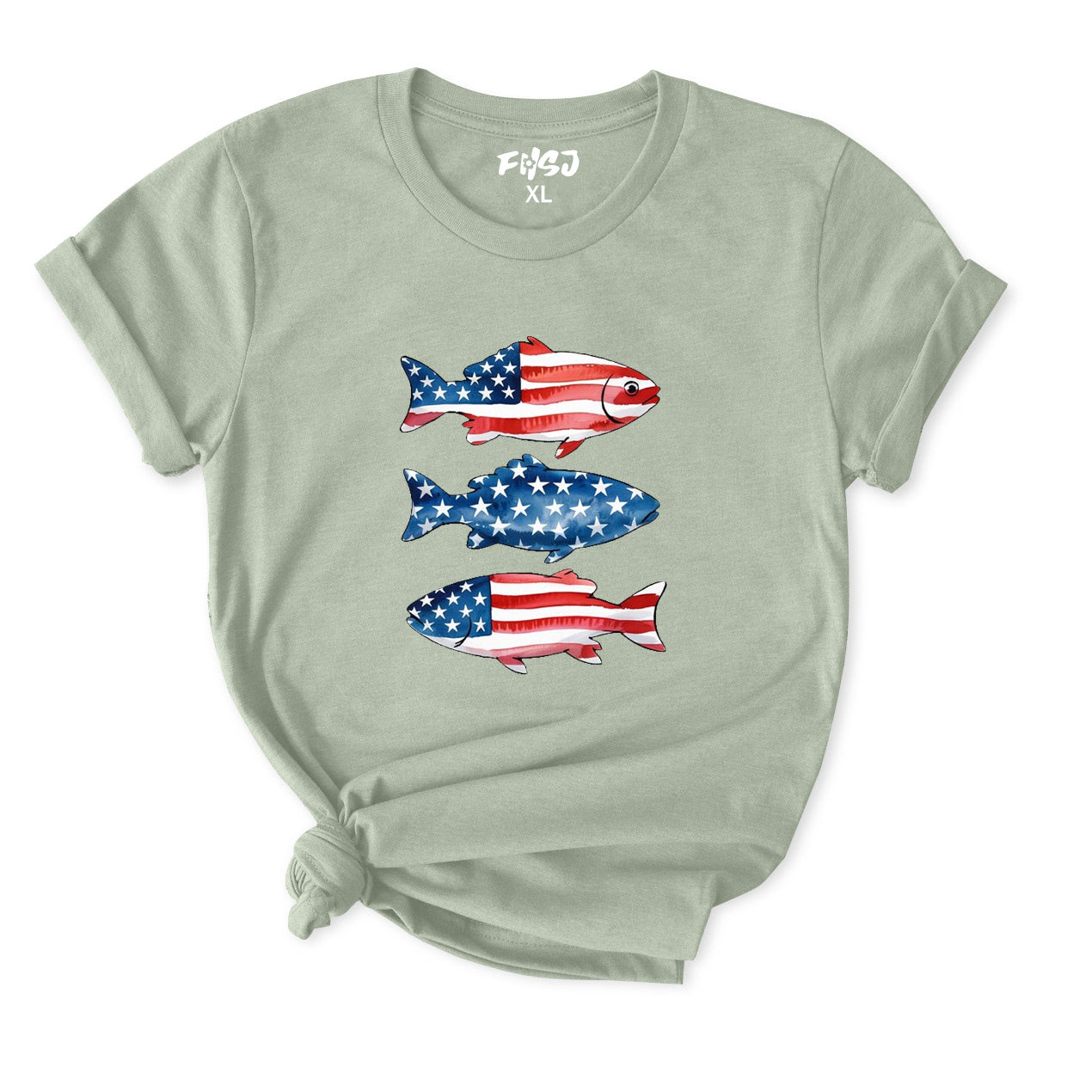 America Fish Flag T-Shirt for Women