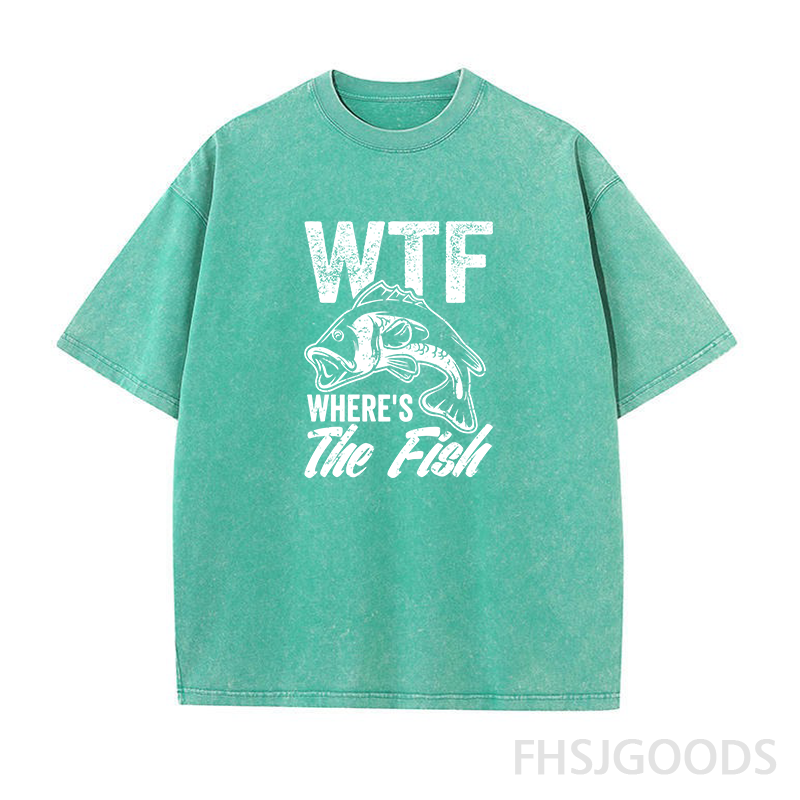 Wtf Wheres The Fish Unisex Distressed T-Shirt