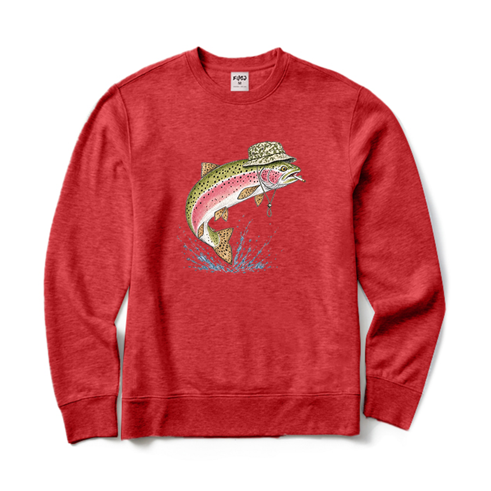 Rainbow Trout Smoking Cigarette Crewneck Sweatshirt