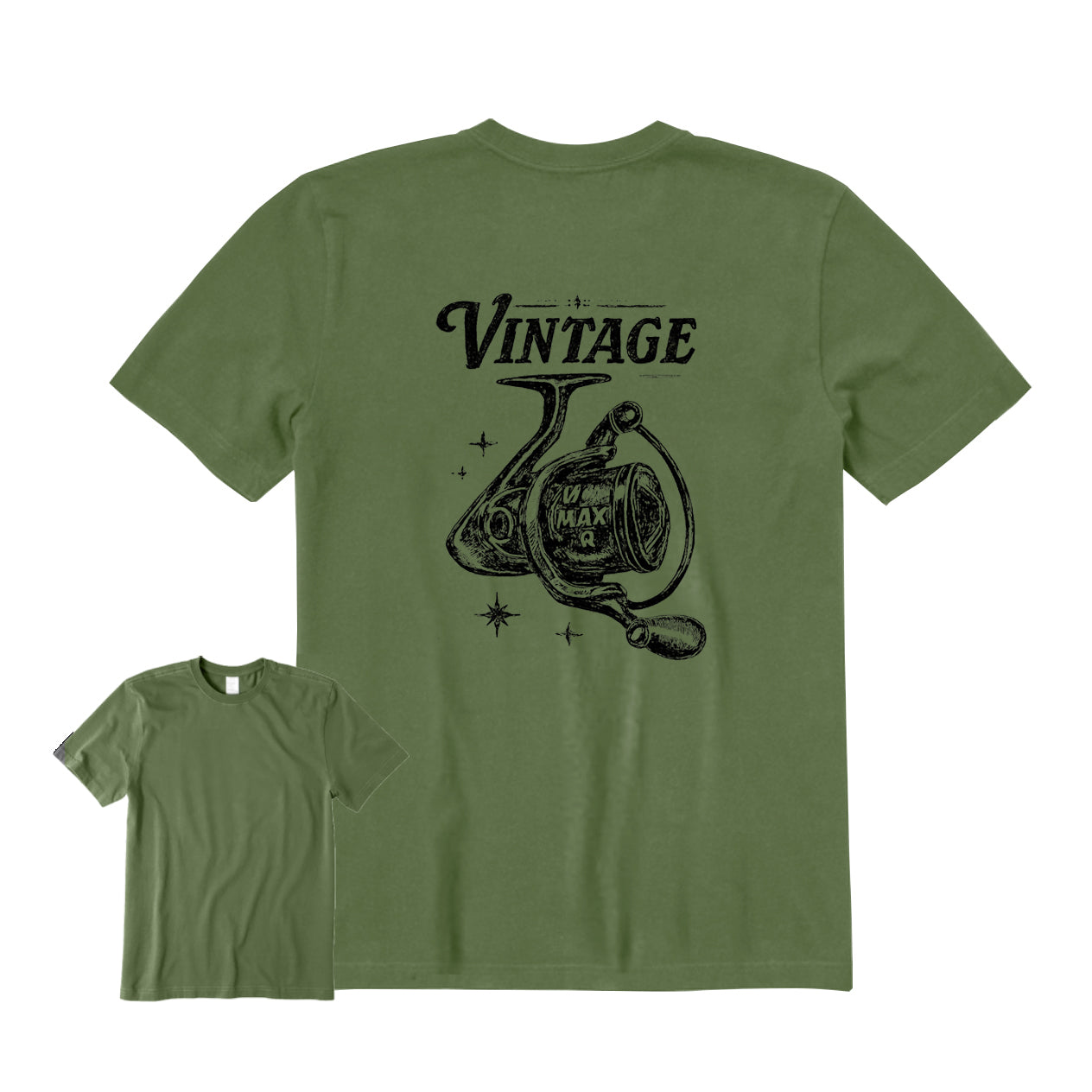 Retro Fishing Reel Back Graphic T-Shirt