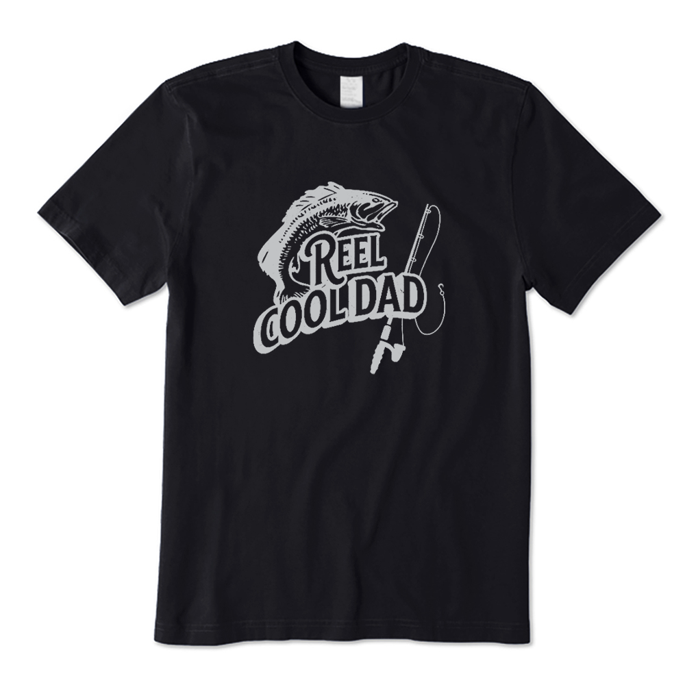 Reel Cool Dad Retro Fish And Rod Graphic T-shirt