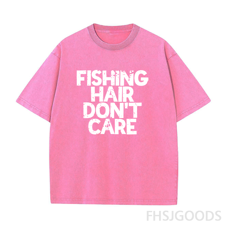 Fishing Hair Don't Care Unisex Distressed T-Shirt