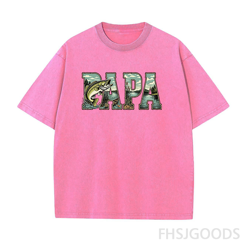 Papa Fishing Unisex Distressed T-Shirt