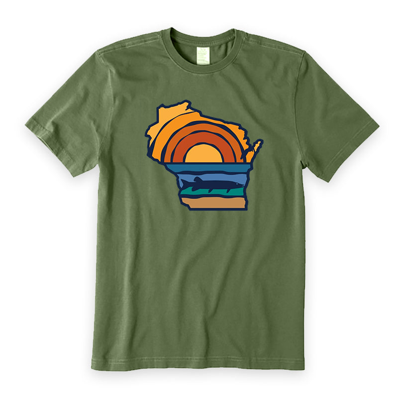 Wisconsin Sunset Sunrise Musky Lurking T-Shirt