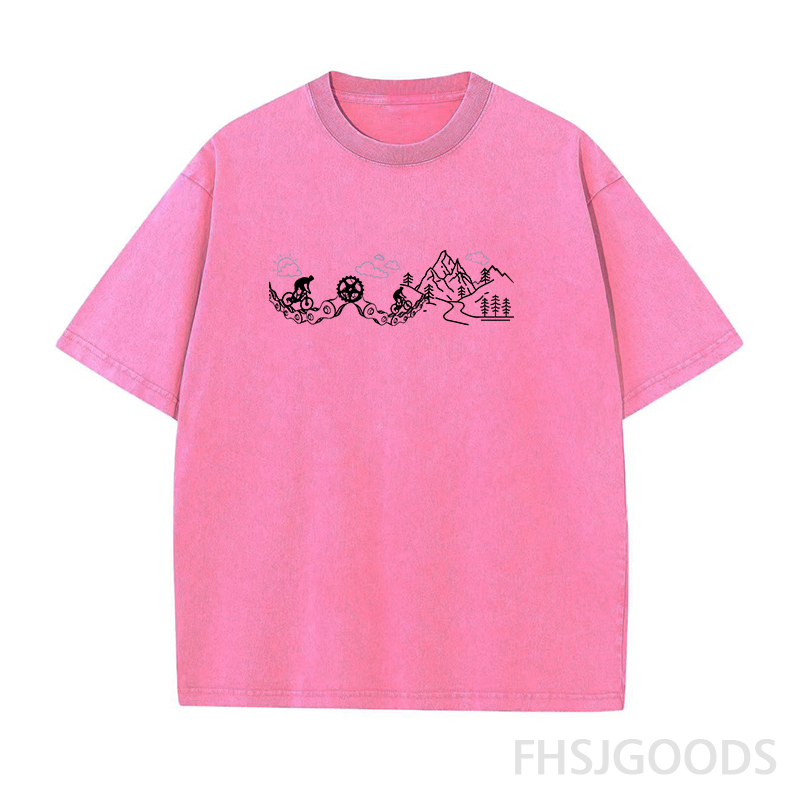 Mountain Bikers Cycling Unisex Distressed T-Shirt
