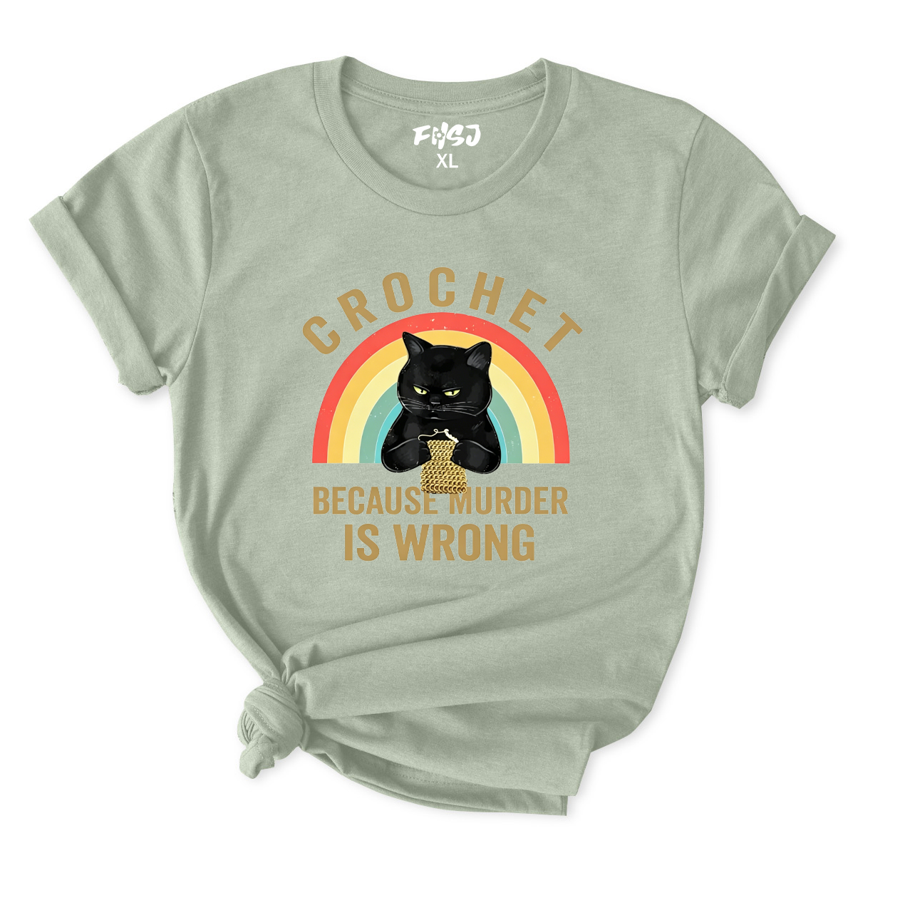 Black Cat Crochet T-Shirt for Women