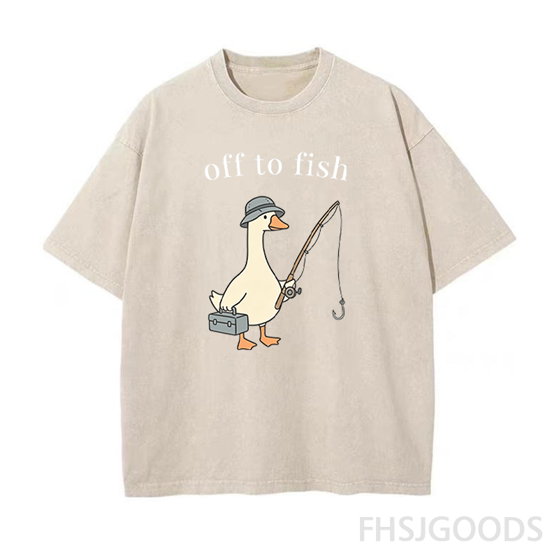 Off To Fish Goose Unisex Distressed T-Shirt