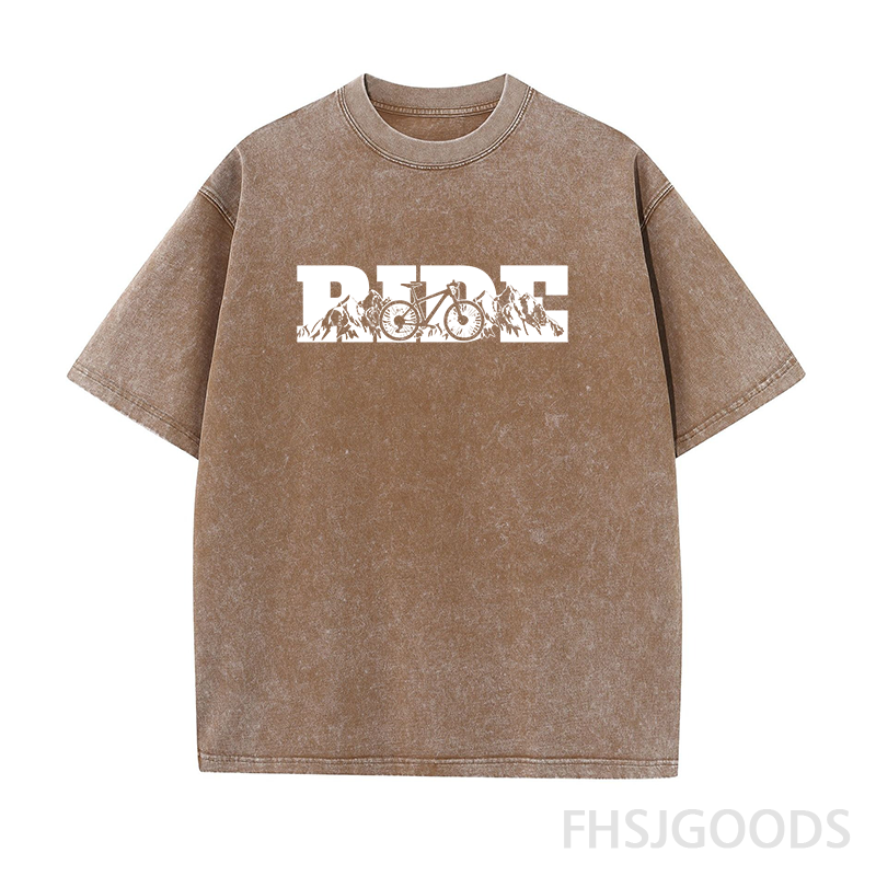 Ride Mountain Bike Unisex Distressed T-Shirt