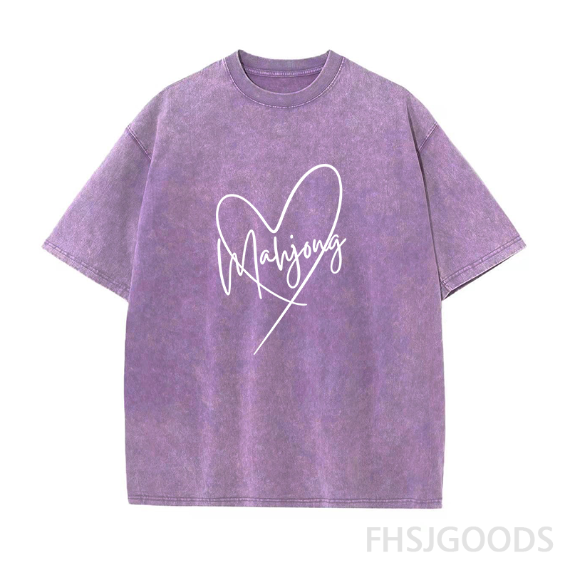 Mahjong Heart Unisex Distressed T-Shirt