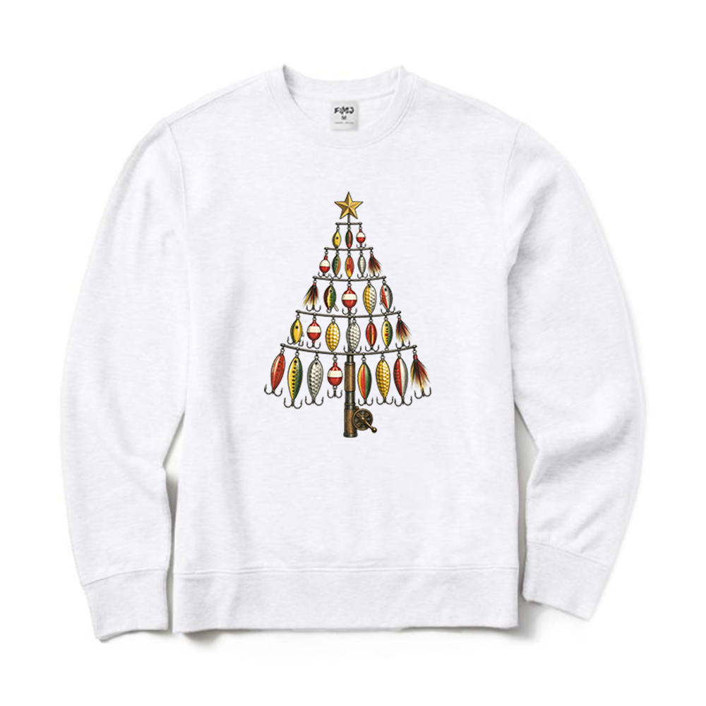 Fishing Lure Christmas Tree Fisherman Crewneck Sweatshirt