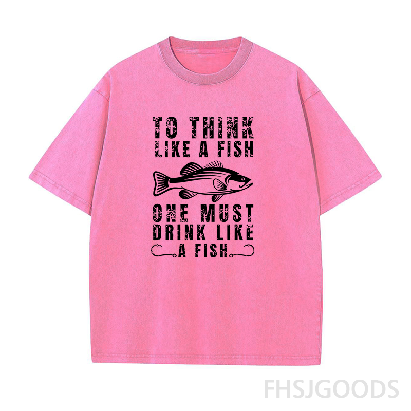 To Think Like A Fish One Must Drink Like A Fish Unisex Distressed T-Shirt