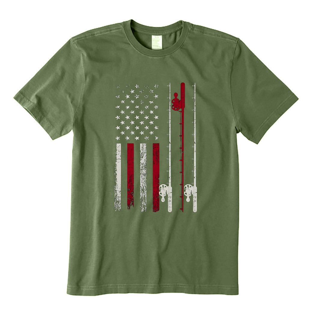 Fishing Rods American Flag T-Shirt