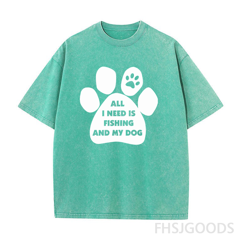 All I Need Is Fishing and My Dog Unisex Distressed T-Shirt