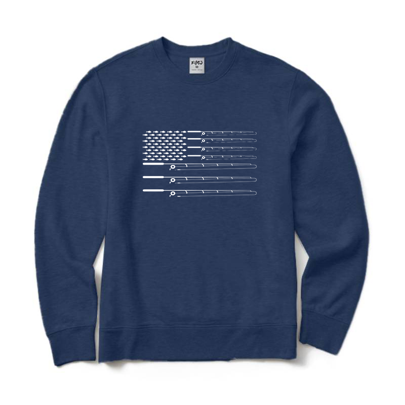 Fly Fishing Rod American Flag Sweatshirt