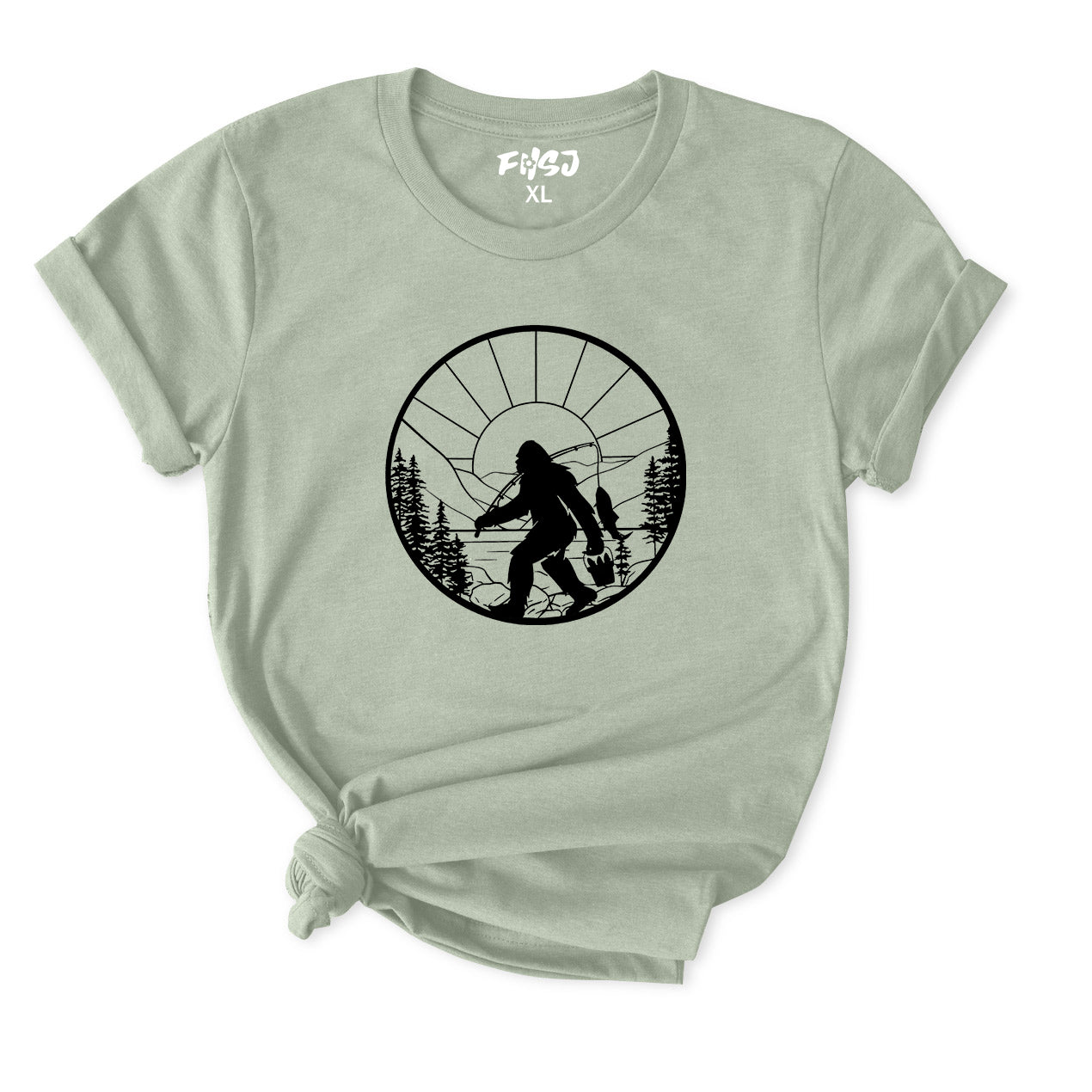 Funny Bigfoot Fishing T-Shirt for Women