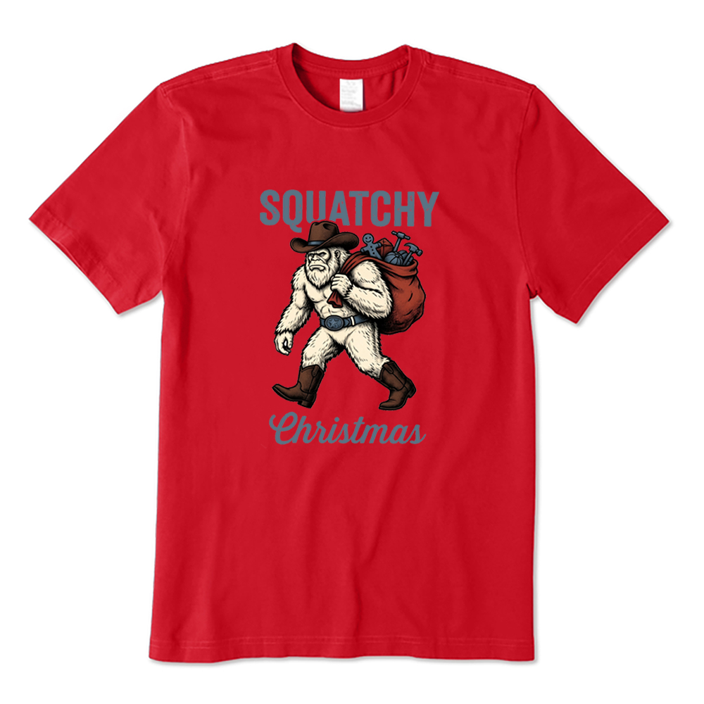 Squatchy Christmas Bigfoot Cowboy Christmas T-Shirt