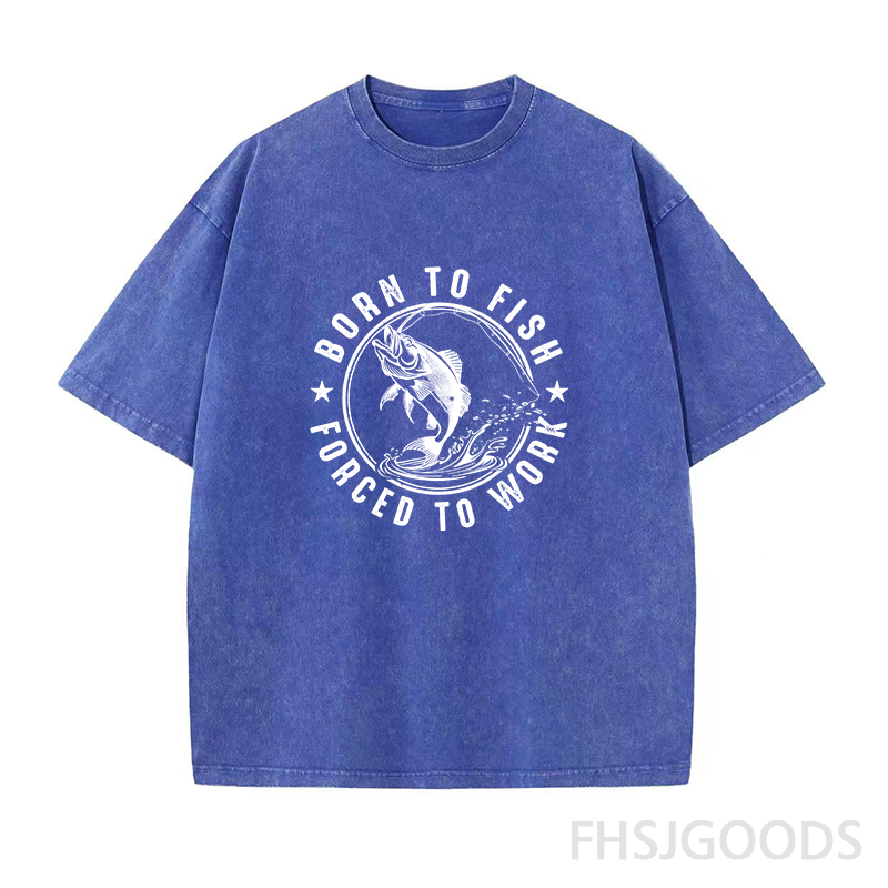 Born To Fish Forced To Work Unisex Distressed T-Shirt