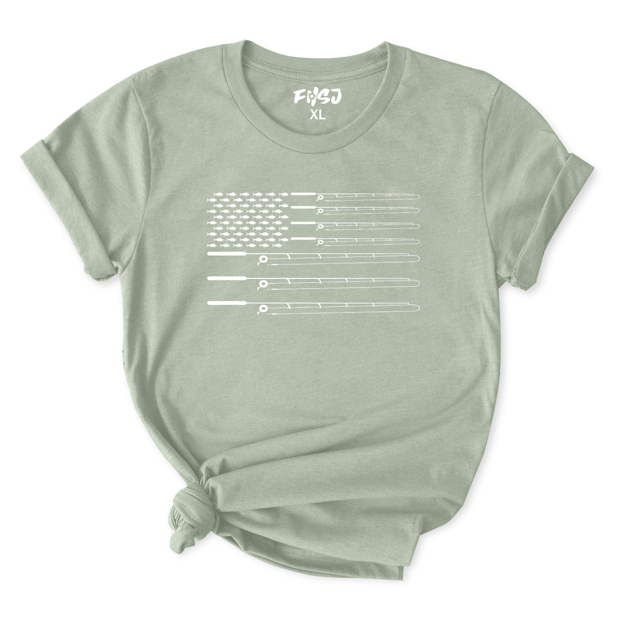 Fly Fishing Rod American Flag T-Shirt for Women