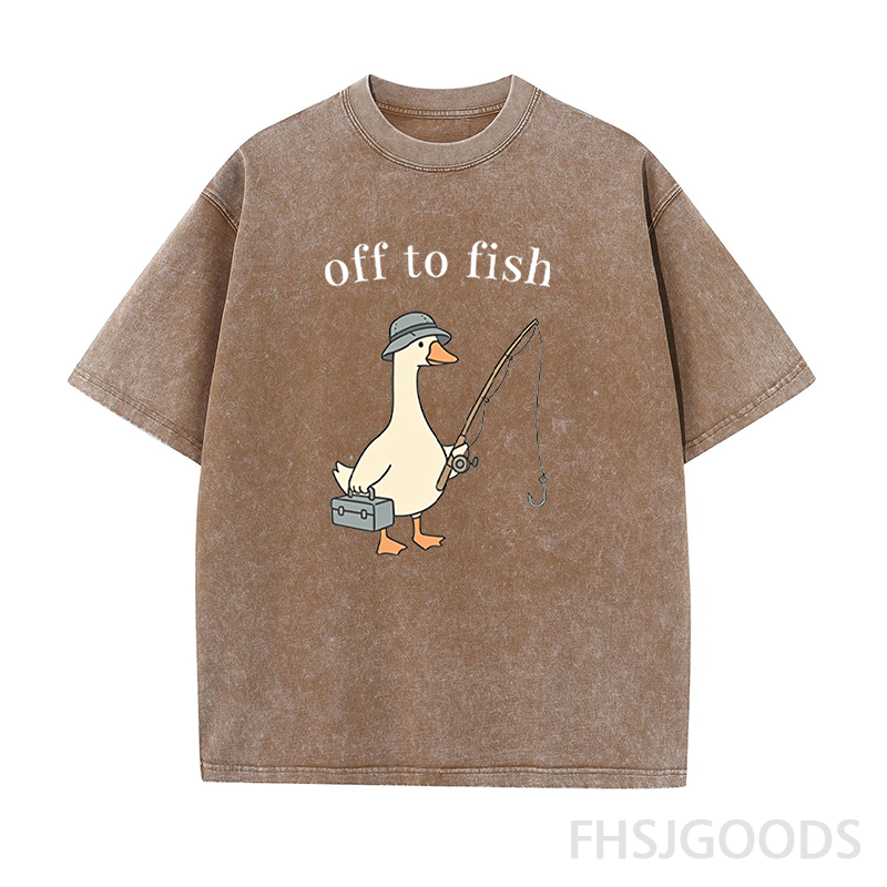 Off To Fish Goose Unisex Distressed T-Shirt