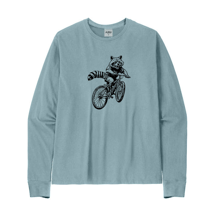 Mountain Biking Raccoon Long Sleeve T-Shirt