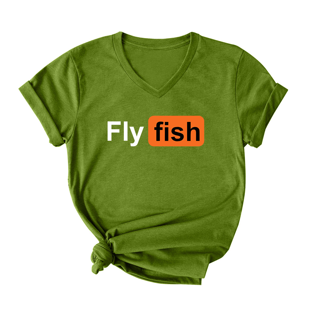 Fly Fish V Neck T-Shirt for Women