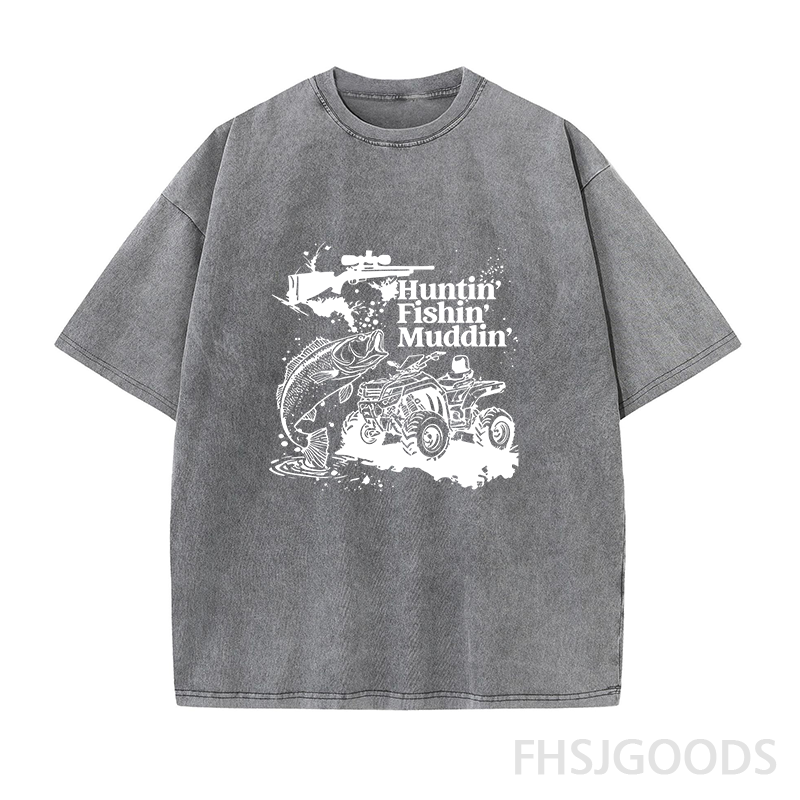 Huntin Fishin Muddin Unisex Distressed T-Shirt