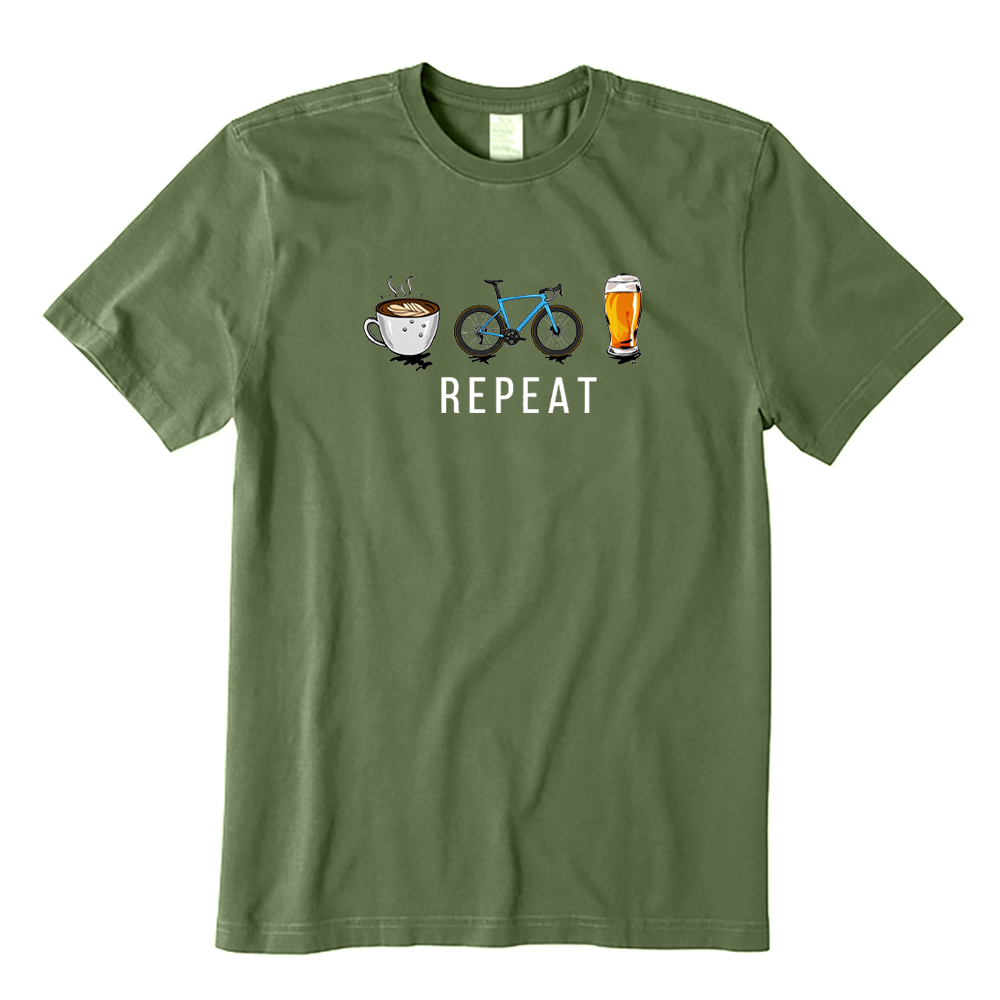 Cyclist Daily Routine Coffee Ride Beer T-shirt