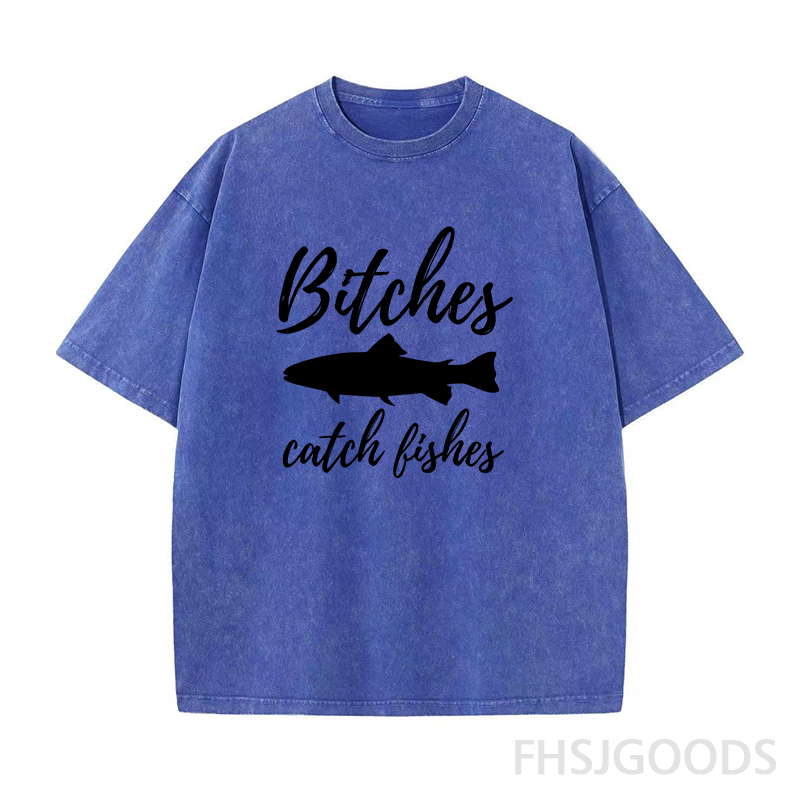 Bitches Catch Fishes Unisex Distressed T-Shirt