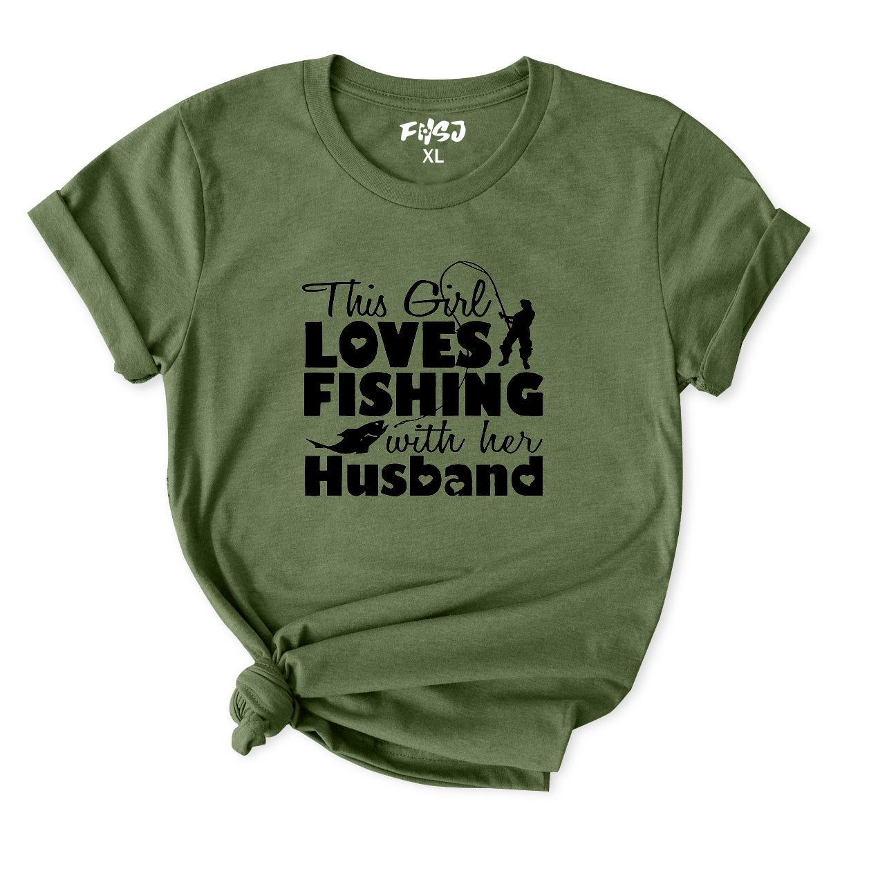 this girl love fishing with husband T-Shirt for Women