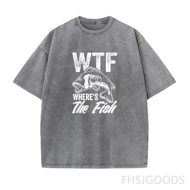 Wtf Wheres The Fish Unisex Distressed T-Shirt
