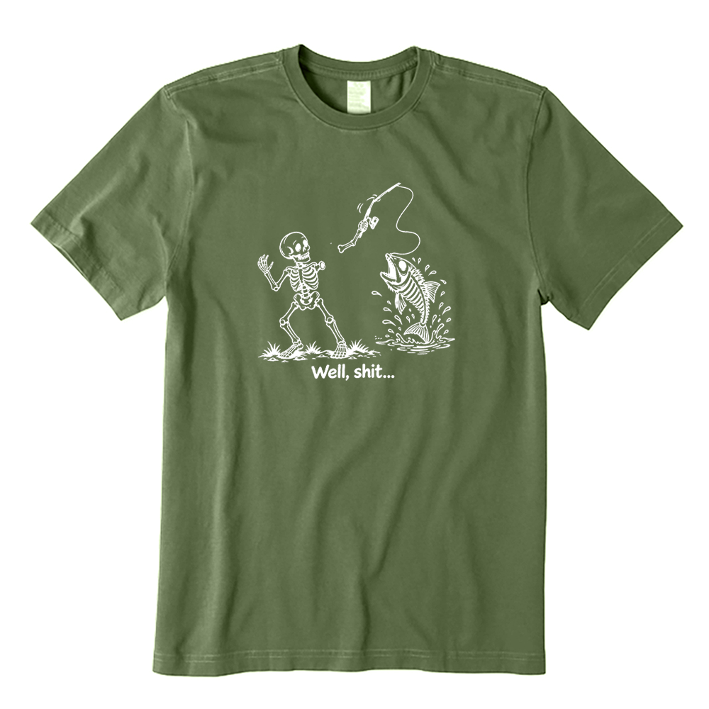 Well Shit Funny Skeleton Fishing T-Shirt