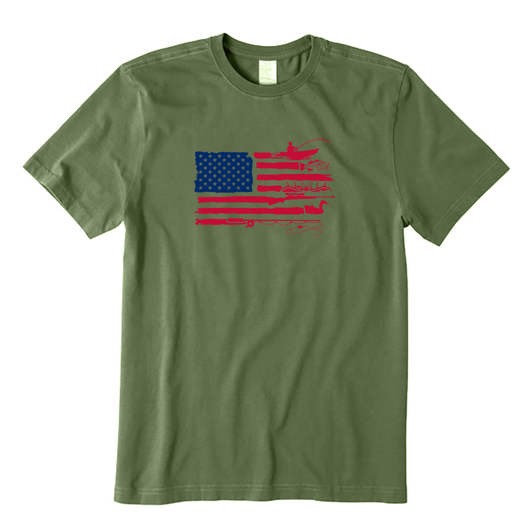 Fishing and Hunting Flag T-Shirt