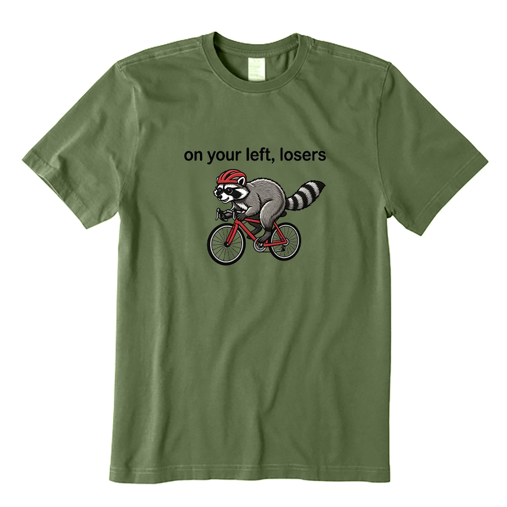 On Your Left Losers Raccoon Cycling T-shirt