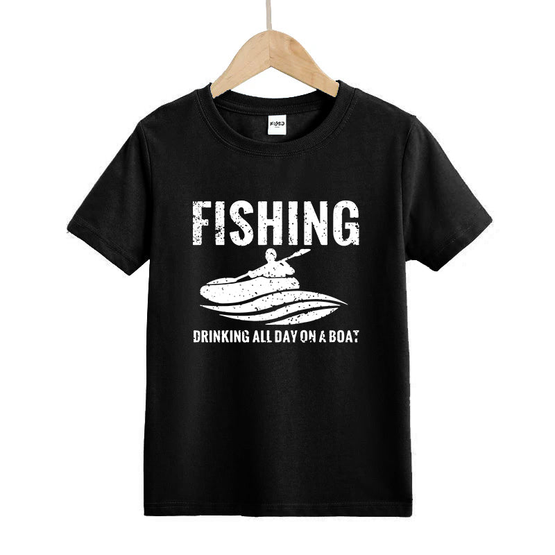 Fishing and Drinking All Day on A Boat Kids T-Shirt