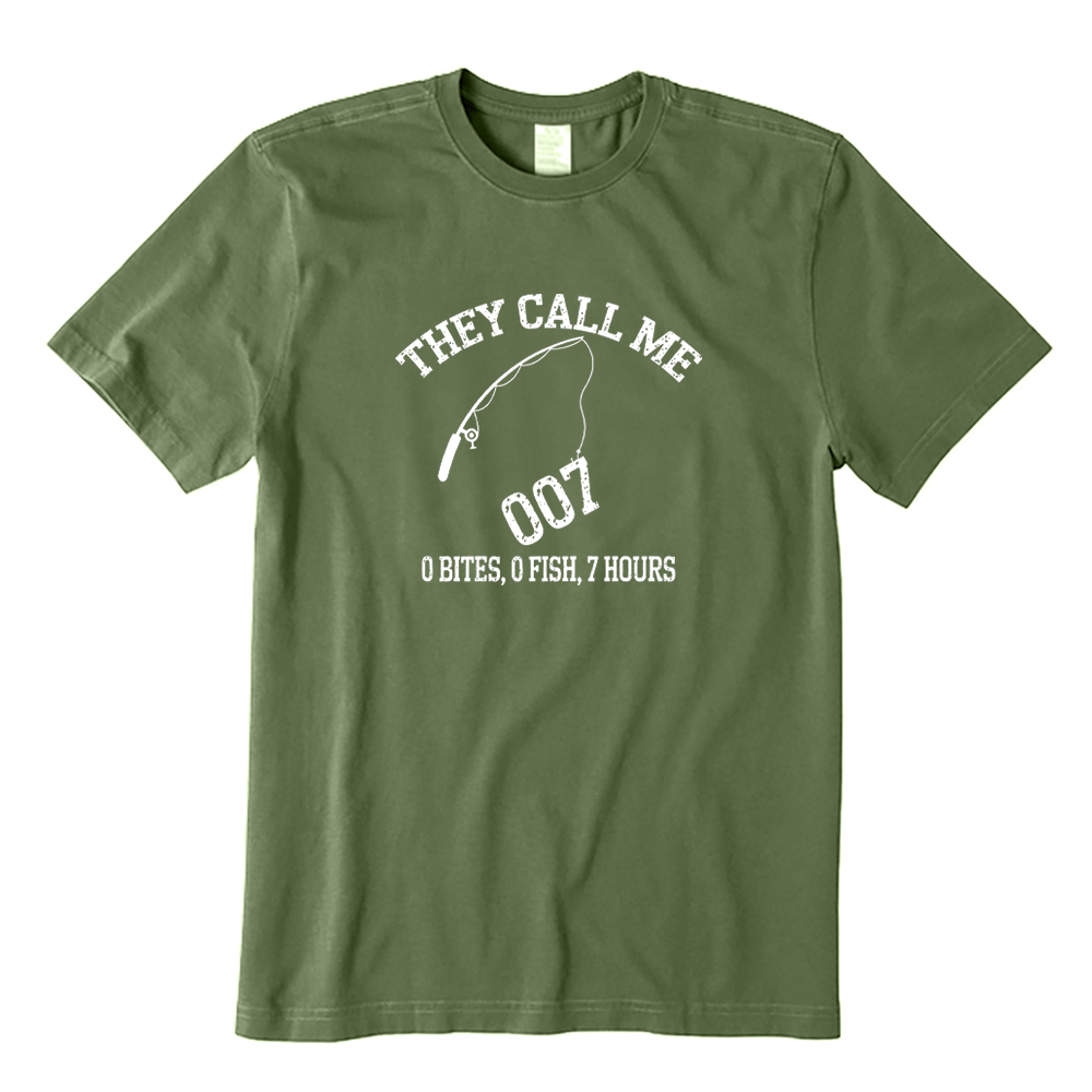 Funny Fisherman They Call Me 007 0 Bites 0 Fish 7 Hours Fishing T-Shirt