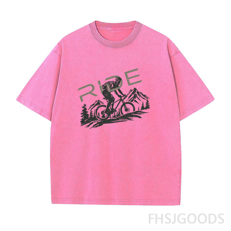 Mountain Biking Ride Unisex Distressed T-Shirt