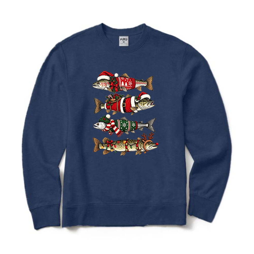 Christmas Trout Fishing Crewneck Sweatshirt