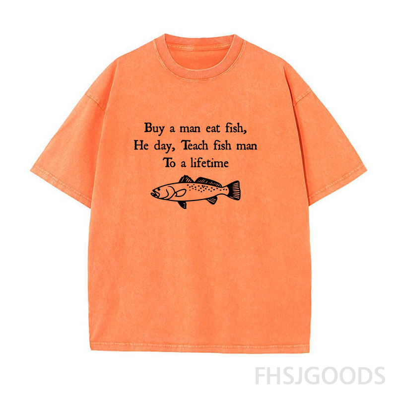 Buy A Man Eat Fish Unisex Distressed T-Shirt