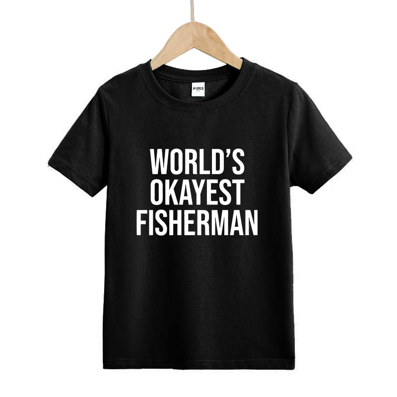 World's Okayest Fisherman Rod Kids T-Shirt