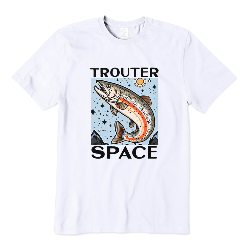 Trouter Space Funny Fishing Graphic T-Shirt