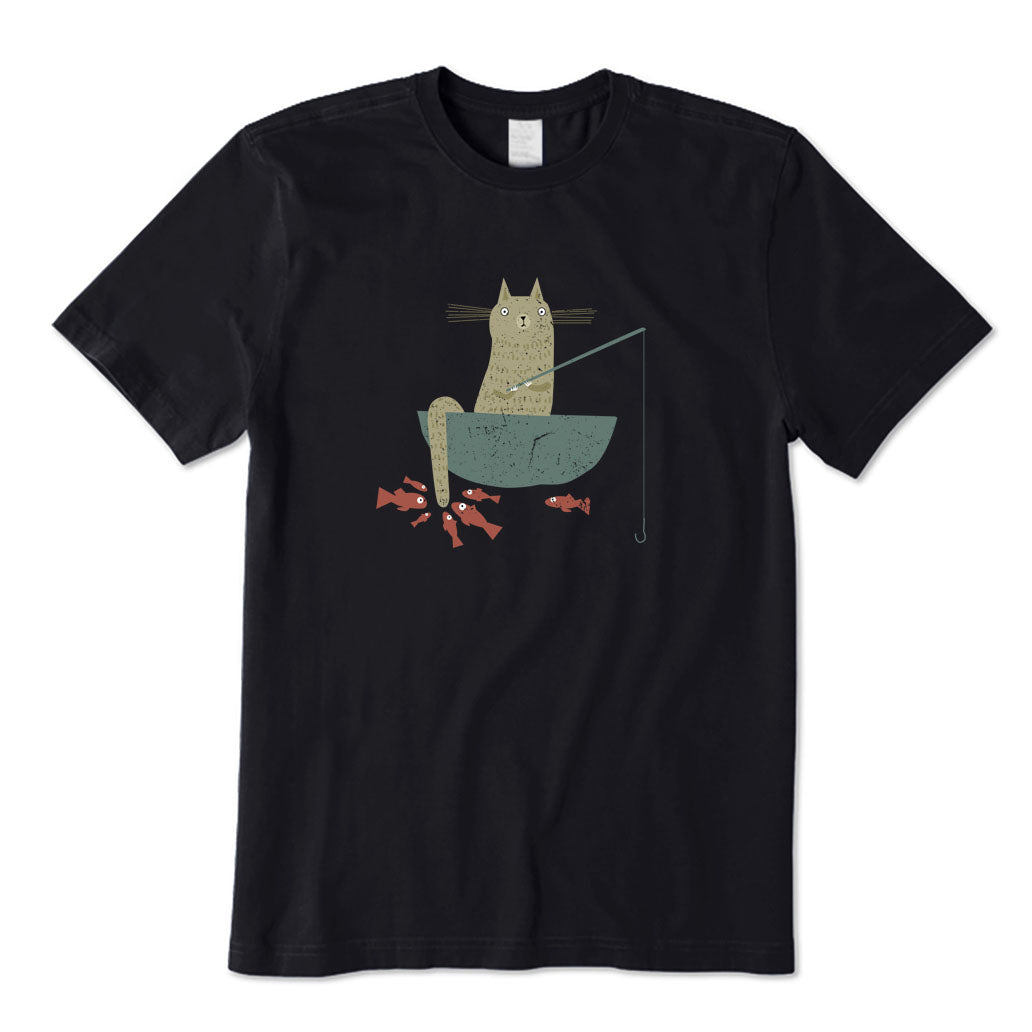Silly Cat Fishing T-Shirt