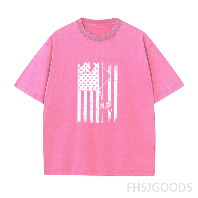 USA Fishing Flag Unisex Distressed T-Shirt