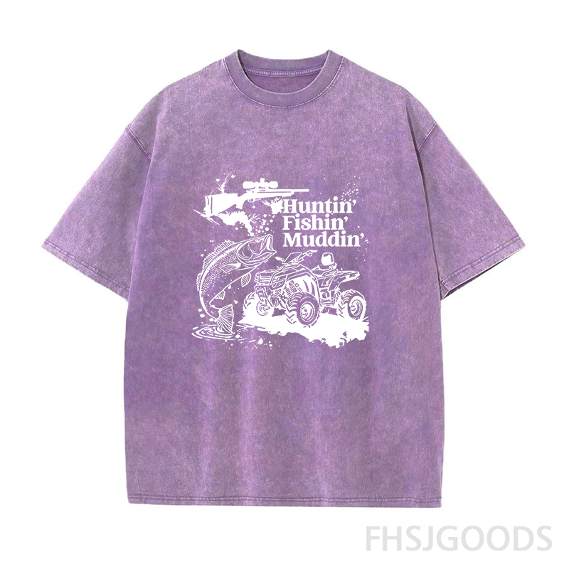 Huntin Fishin Muddin Unisex Distressed T-Shirt