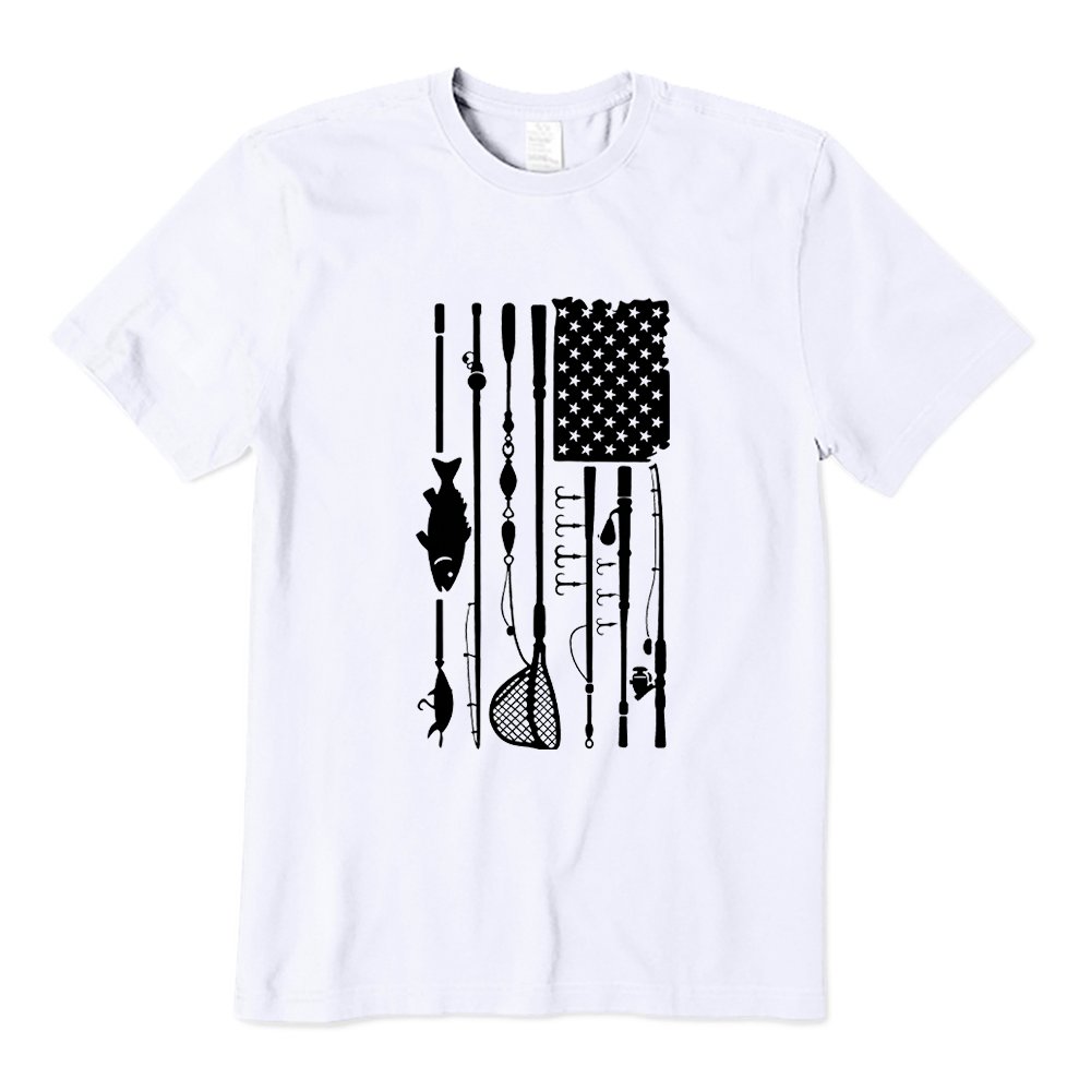 Patriotic American Flag Fishing Rod T-shirt