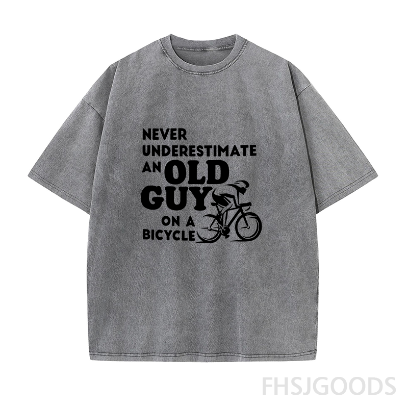 Never Underestimate An Old Guy on A Bicycle Unisex Distressed T-Shirt