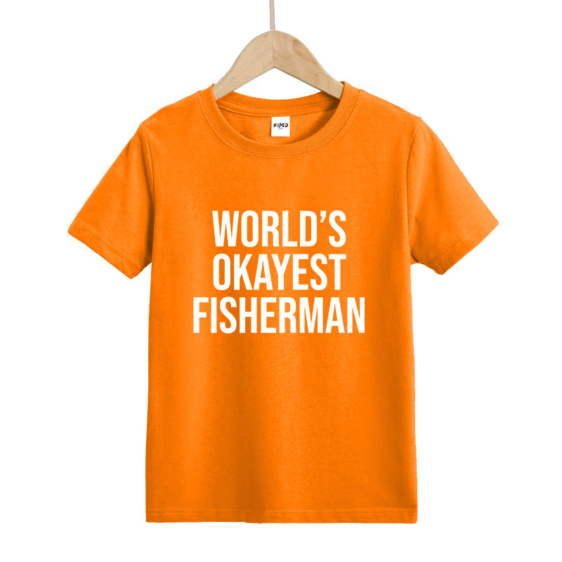 World's Okayest Fisherman Rod Kids T-Shirt