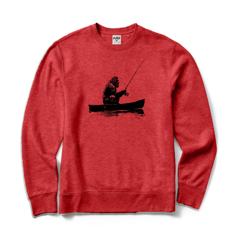 Bigfoot Fishing on Boat Crewneck Sweatshirt