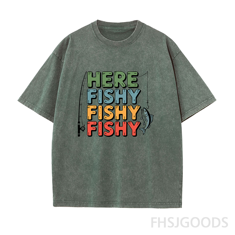 Here Fishy Fishy Fishy Unisex Distressed T-Shirt